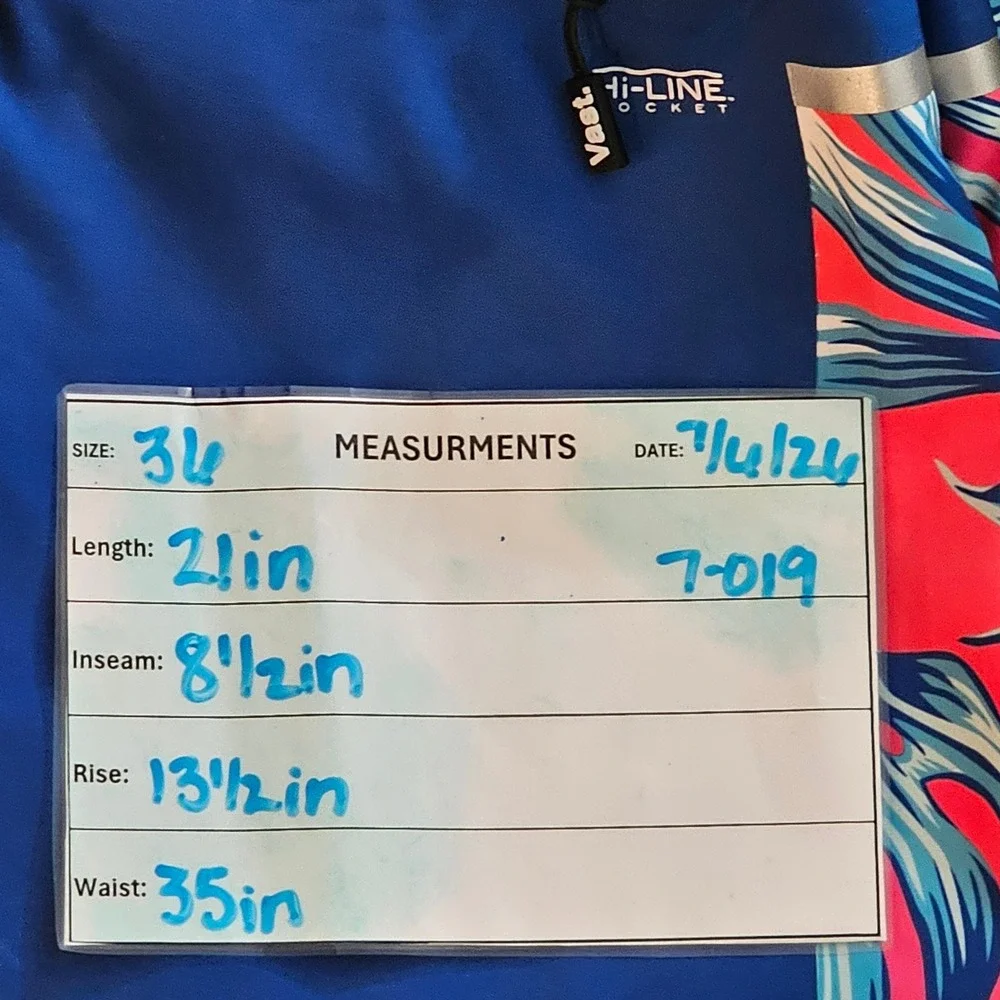 Vast Titanium 22 Mens Board Shorts Pink Blue Tropical Monstera Leaf Size 36 Tie